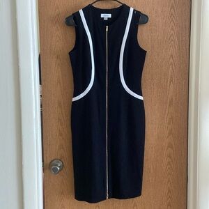 Calvin Klein Black & White Striped Dress